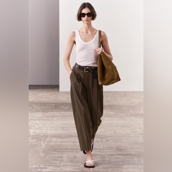 Zara Limited Edition 100% Wool Brown Balloon Trousers🤎 XS NWT! bloggers Fav - Picture 1 of 12
